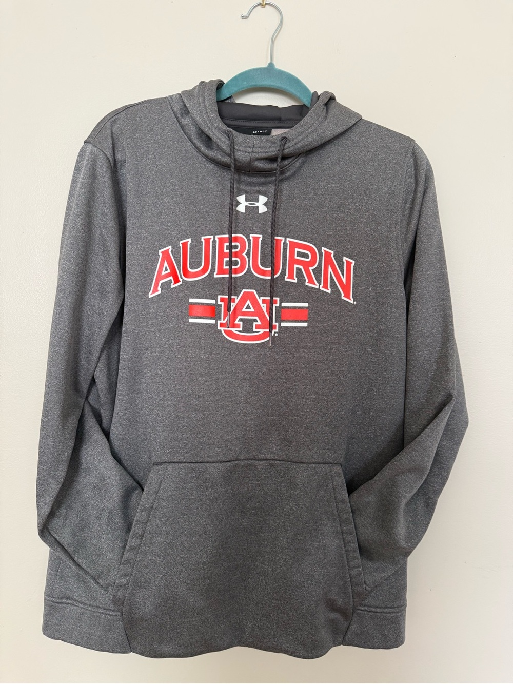 LG Auburn Gray Pullover Hoodie with Red Logo
